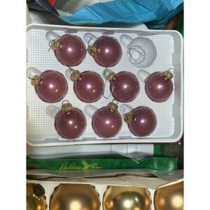 Vintage Glass Christmas Bulb Bundle Round-Tear Pinks-Gold (28) Total‎